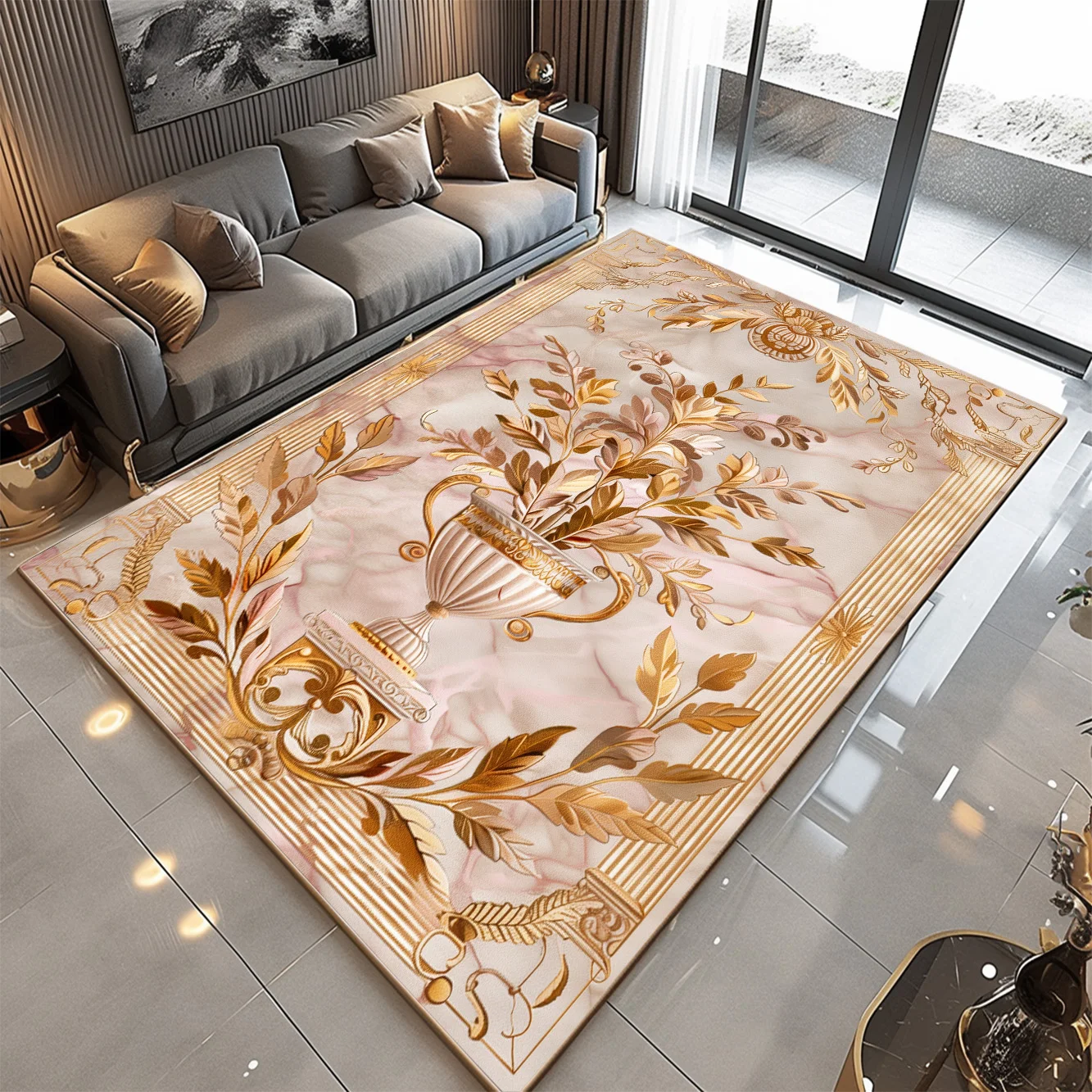 

European Style Luxury Carpets for Living Room Home Decor Large Size Rugs for Bedroom Non-slip Play Mat for Children Customizable