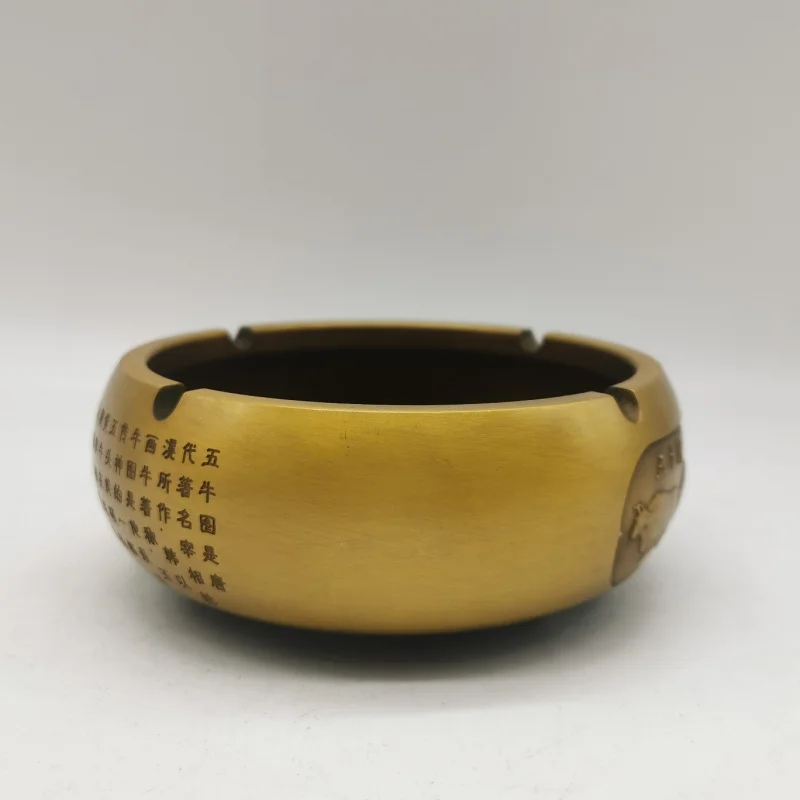 

Antique Bronze Collection，Antique Brass Five Oxes Ashtray Collectible Home Decor Craft Ornament
