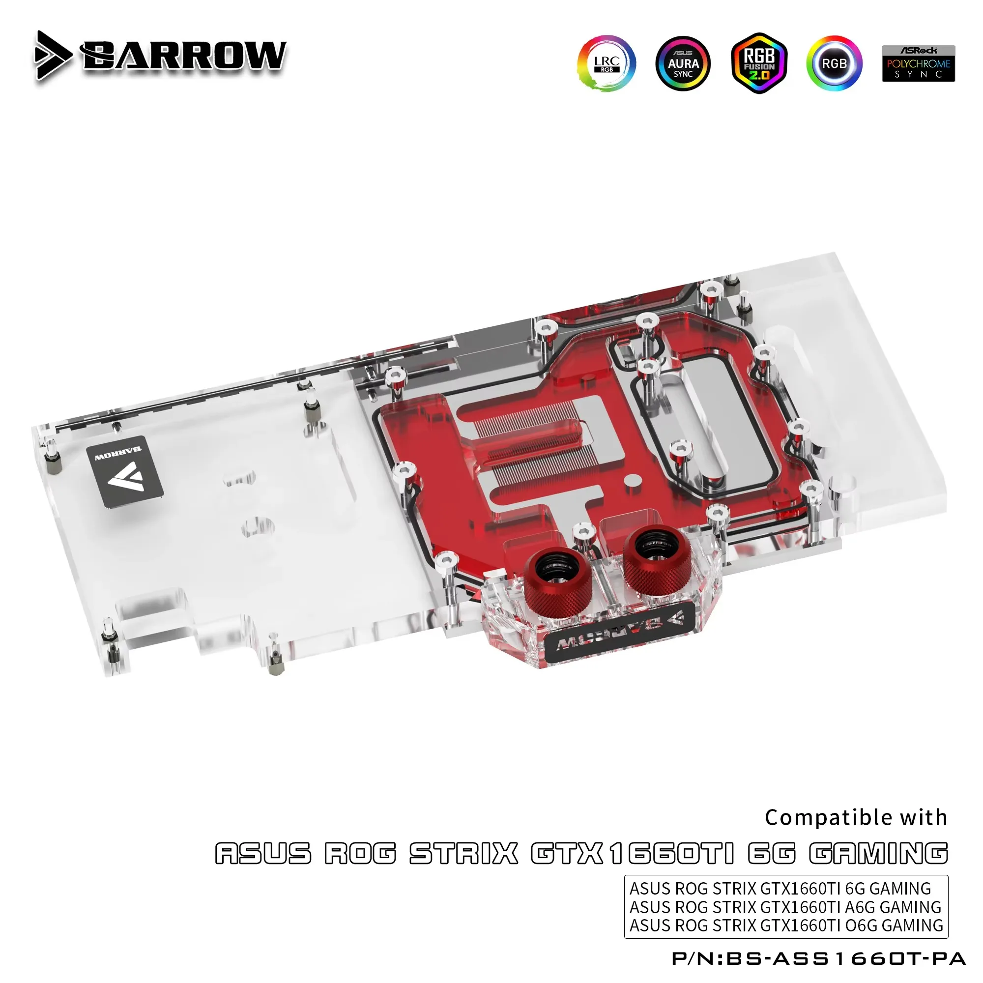 Barrow BS-ASS1660T-PA, Full Cover Graphics Card Water Cooling Blocks, for Asus Rog Strix GTX1660Ti 6G / A6G / O6G Gaming
