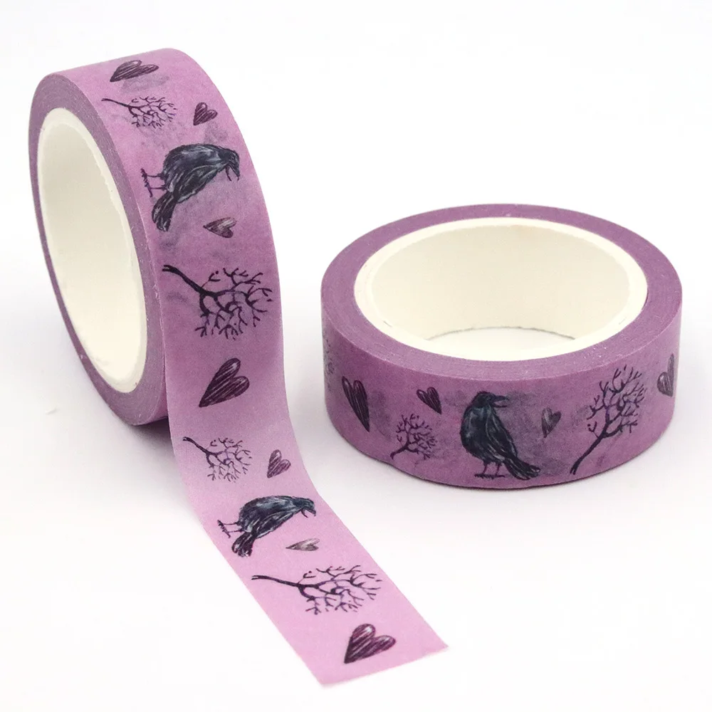 Cinta adhesiva de papel Washi para álbum de recortes de Halloween, lote de 10 unidades de 15mm x 10m