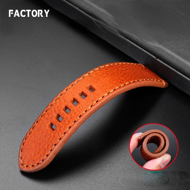 Vintage Watchband for Tudor Black Bay Bronze Little Red Flower Black Shield Men\'s Genuine Leather Watch Strap Accessories 22mm