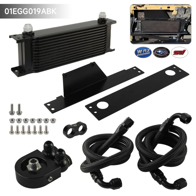 

13-рядный комплект шлангов адаптера масляного радиатора AN10 для двигателя Subaru Impreza WRX STi 01-05 2.0L 2.5L EJ205/255, алюминий, черный/серебристый