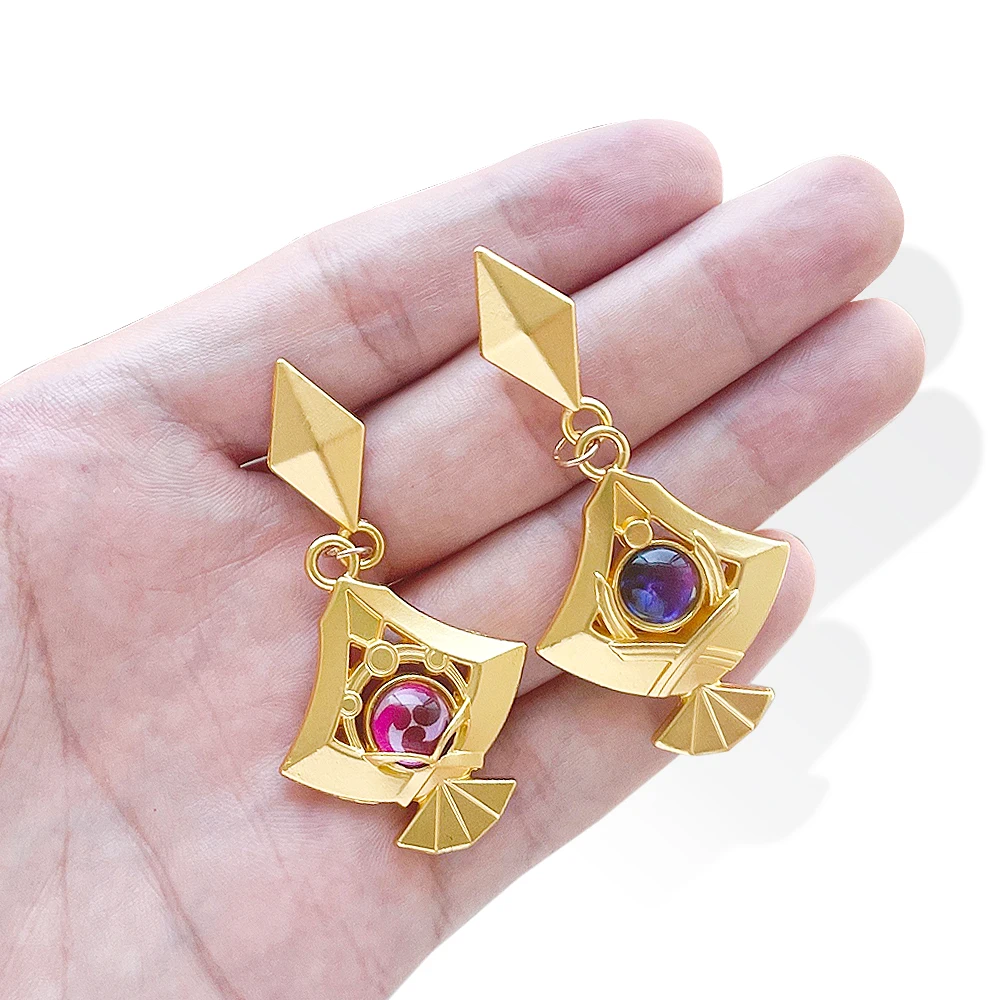 Genshin Impact Yae Miko Eye of God Ear Dangle Earrings Vision Cosplay Diluc Xiao Earring Jewelry Women For Fans Accessory Gift