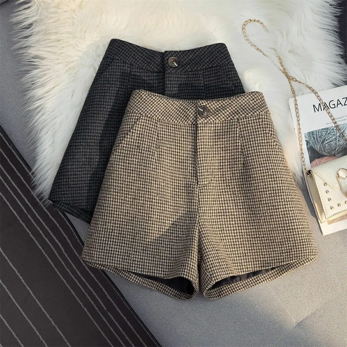 Fashion Vintage Wide Leg Shorts Autumn 2026 Low-rise Slim Versatile Spicy Girl Casual Trendy Street Ladies Shorts Trousers D693
