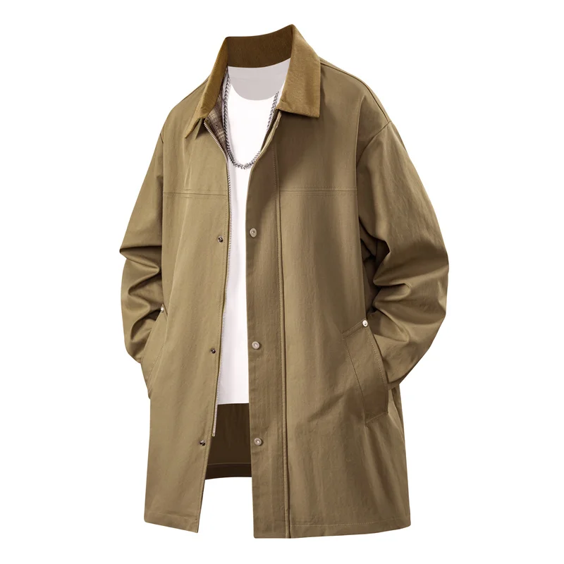 Abrigo de moda de otoño para hombre y mujer, estilo Hong Kong, de longitud media, de alta gama, modelo nuevo 2026, tallas M-8XL