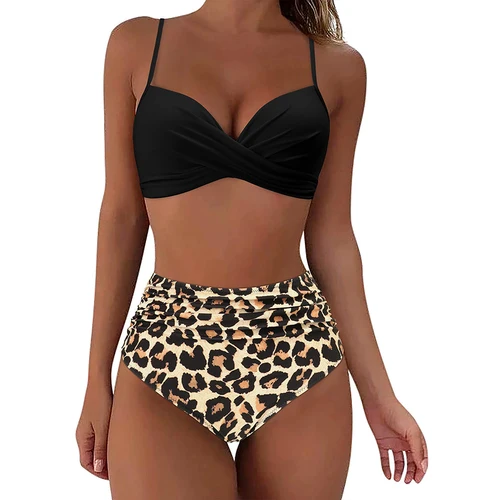 Imagen 2 del producto Bikinis Vintage de cintura alta 2025, traje de baño Push Up para mujer, traje de baño estampado, ropa de playa para mujer, bañadores de verano, traje de baño para nadar