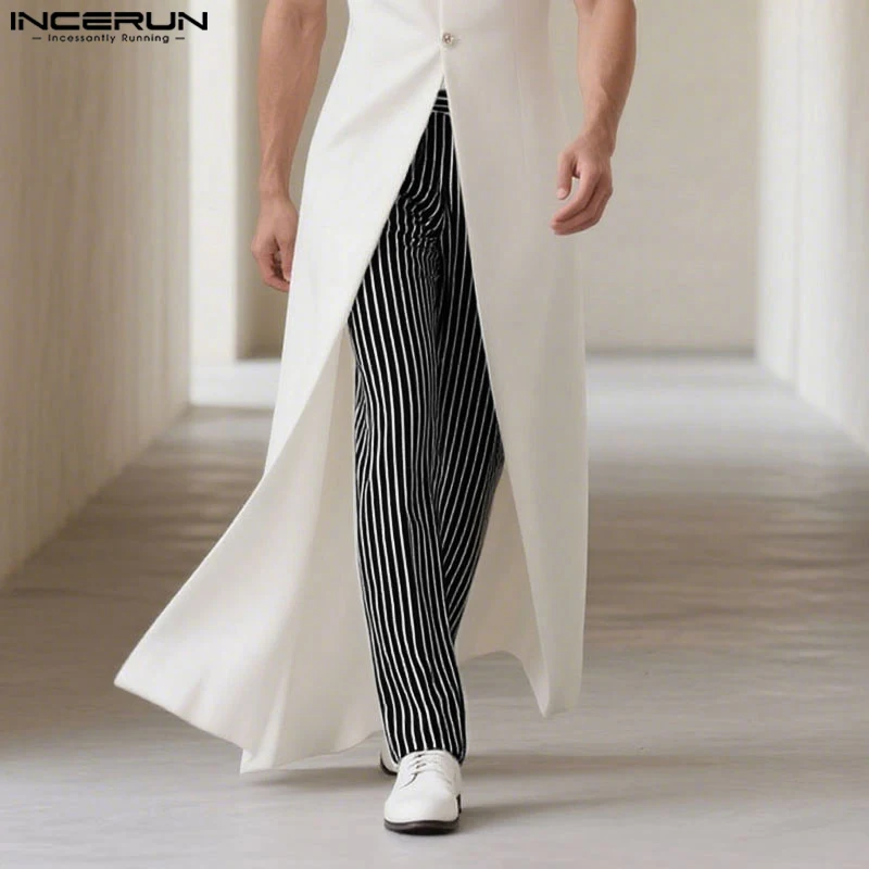 

INCERUN Men Striped Pants Elastic Waist Joggers Loose Casual Trousers Men Streetwear 2025 Fashion Male Straight Long Pants S-5XL