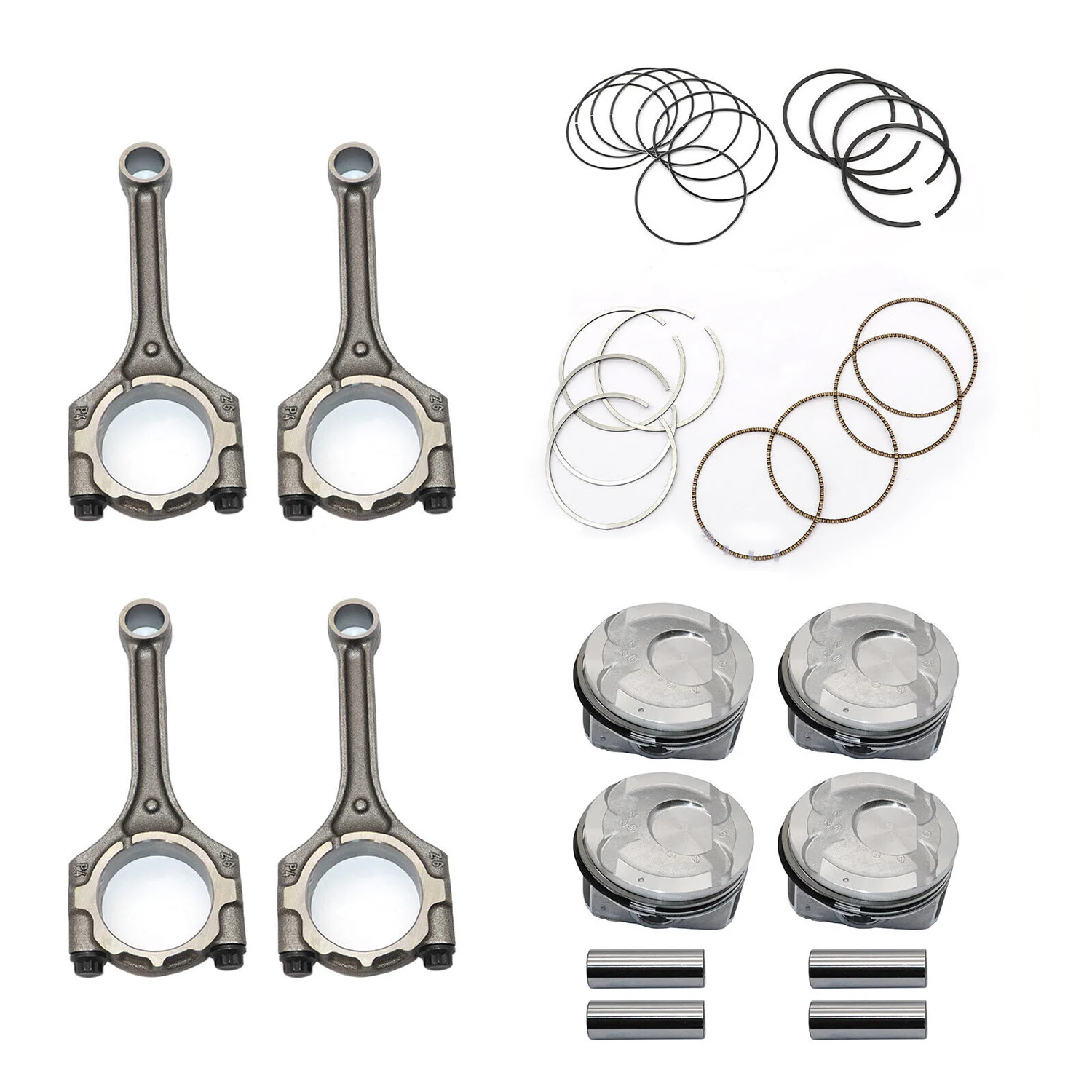 23041-2B600 23041-2B610 23041-2B620 4x Connecting Rod & Pistons & Rings Kit For Hyundai KIA Accent Rio 1.6L DOHC 12-16 G4FD G4FC