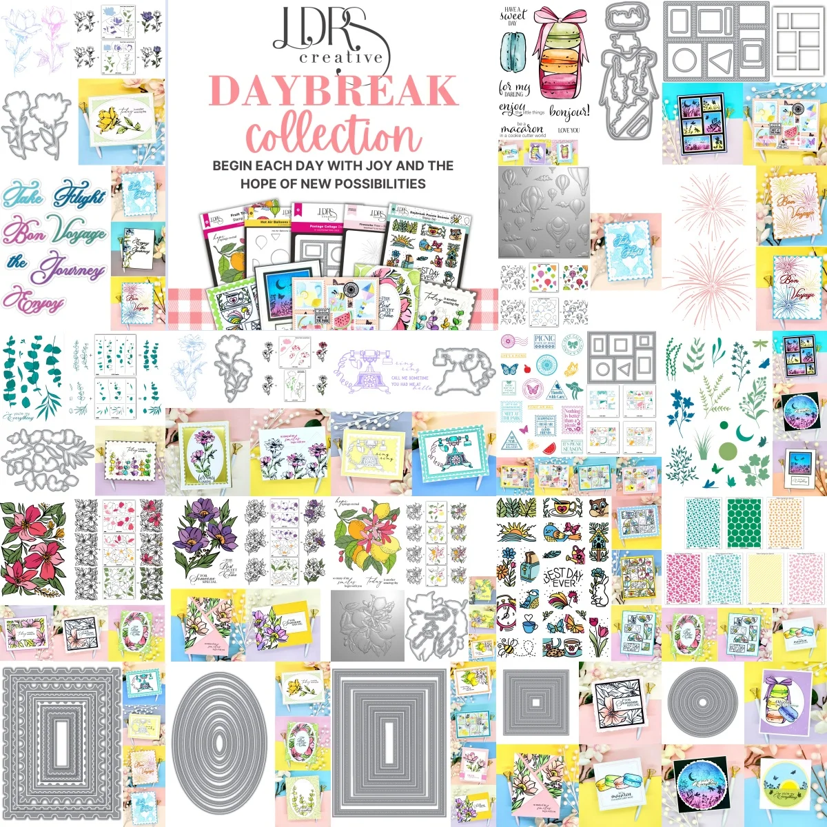 

Daybreak Collection Postage Collage Metal Cutting Dies Clear Stamps Stencil Hot Foil DIY Scrapbook Craft Decoration Embossing