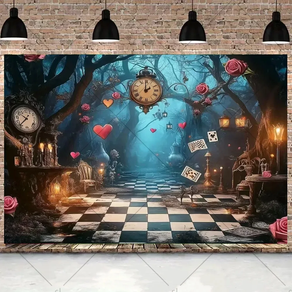 Wonderland Party Banner Photography Background Cloth, Children's Birthday Party, Home Decoration Photography Studio Background