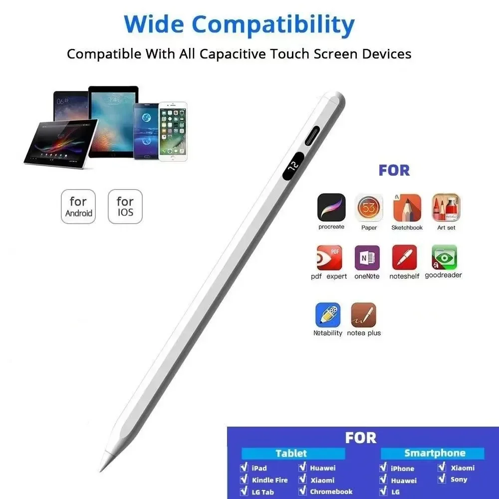 Universal Stylus Pen with Digital Power Display Pen for IOS Android Apple Pen iPhone iPad Google Xiaomi Huawei Tablet Phone