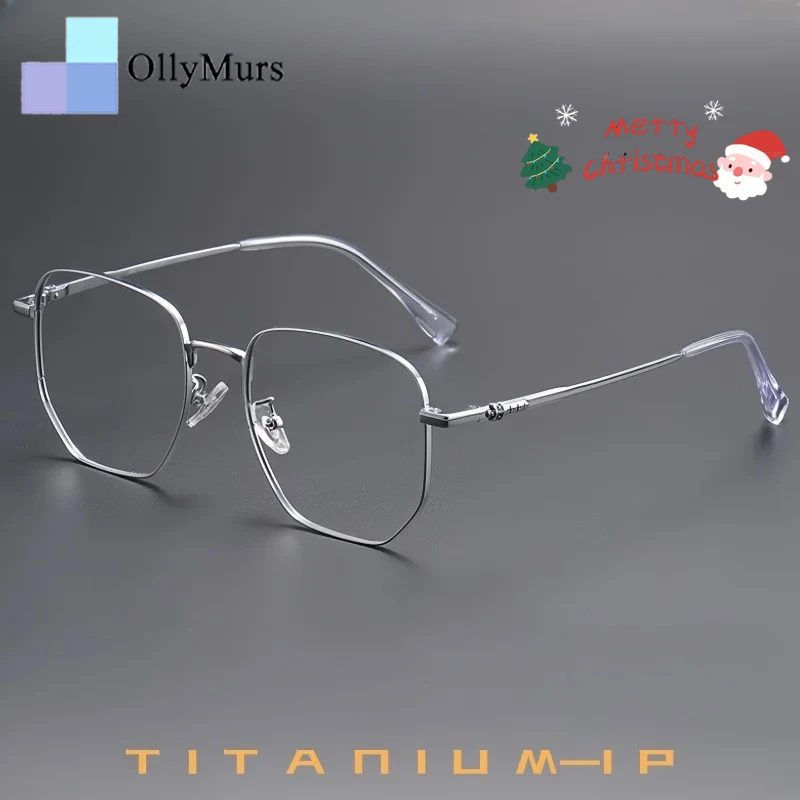 

OLLYMURS перо свет современный титановый сплав модные мужские и женские стеклянные оправы многоугольник ретушь лицо большой размер оптические очки