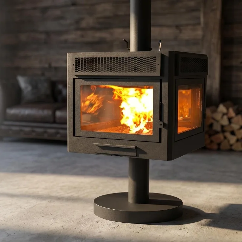 Airo Luxury Indoor Hanging Fireplace Real Fire 150 SQM Heating for Hotel Lobby