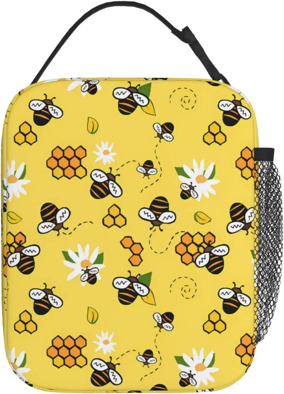 Geïsoleerde Gele Bijenbloemen Lunchtas Duurzaam Herbruikbaar Koeler Tienermeisjes Kinderen Lunchbox Tas Vrouwen Voor Schoolkantoor Picknick