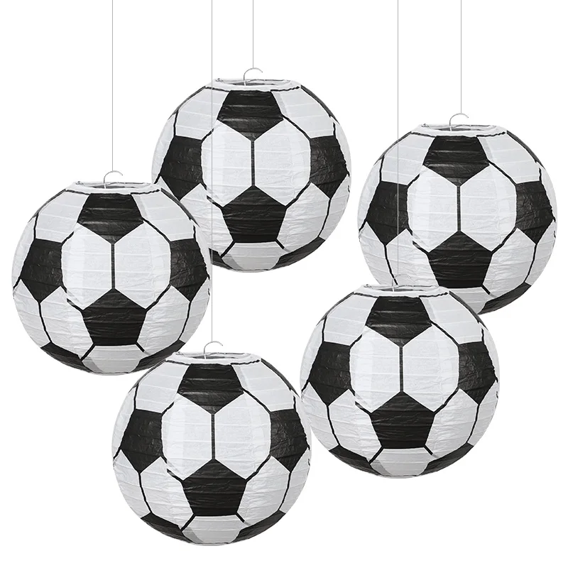 

5Pcs 20cm Soccer Paper Lanterns for Kids Boy Girl Sport Football Birthday Party Favors Hanging Paper Craft Home Decorations Gift