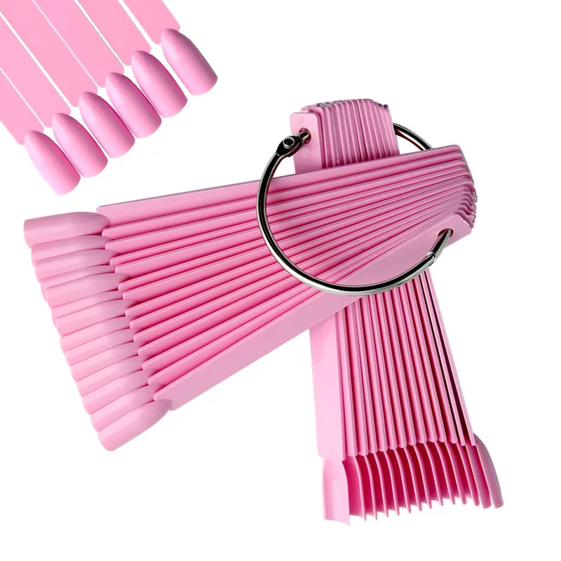 

50pcs/set Color Card False Nail Tips Fan Transparent White Pink Fake Nail Tips Nails Art Practice Display Design Tools Nails Art