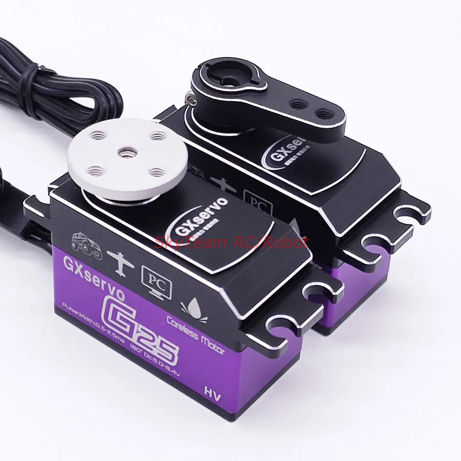 

GXServo G25 25kg 7.4v High Pressure Speed Metal Tooth Waterproof Hollow Cup Large Torque Short Body Servo