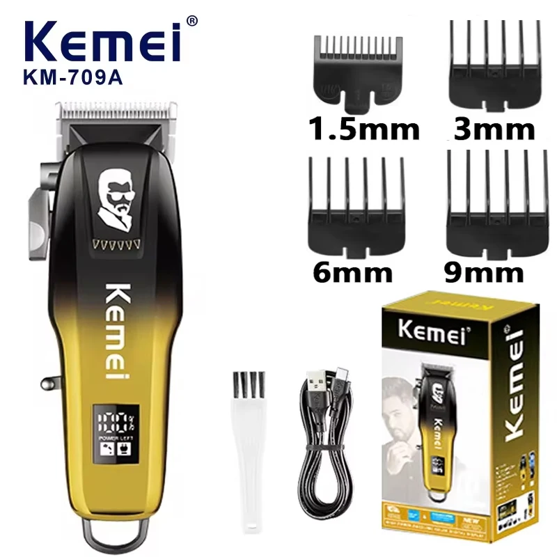 

Kemei Electric Hair Clipper Hair Cut Wireless Trimmer Men Professional Clipper Machine Rechargeable Hair Cut Barber KM-709A