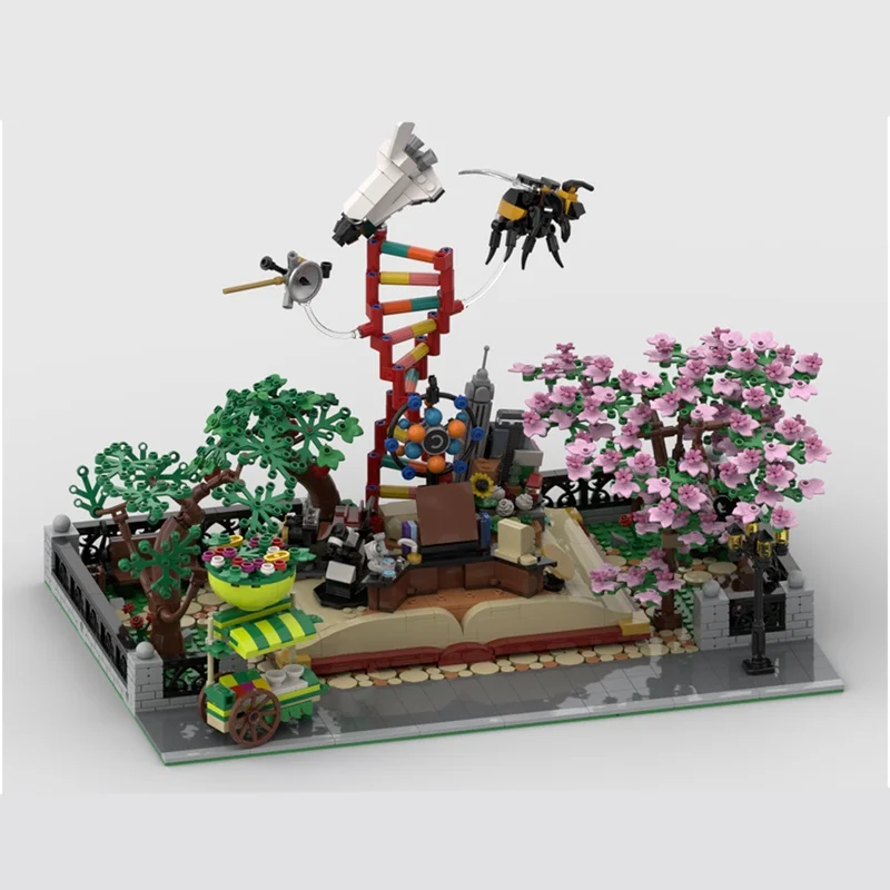 997 قطعة MOC وحدات الجذعية بارك عرض مجموعة وحدات نموذج اللبنات هدية الكريسماس لتقوم بها بنفسك لعبة فكرة الإبداعية الطوب عيد ميلاد