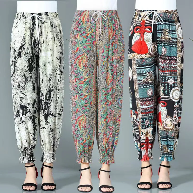 Plones de Verano Casus de Seda Helada para Mujer, Estampado Playero, Repelente de Mosquitos, Plones Hoados de Lo...