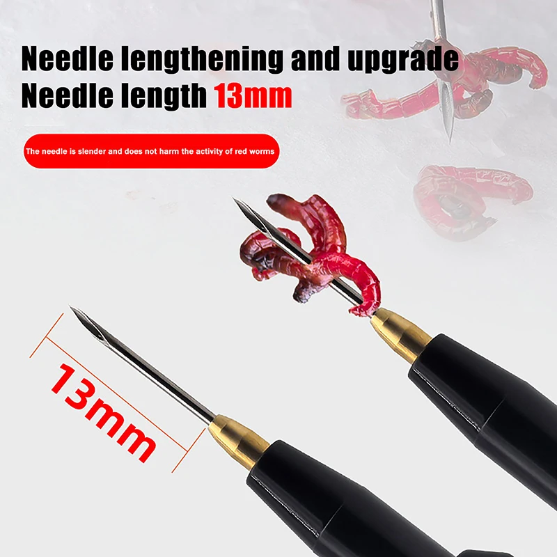 1Set Red Worm Baiting Device Fully Automatic Insertion Red Worm Live Maggot Hook Quick Baiting Fishing Tackle Replacement Parts