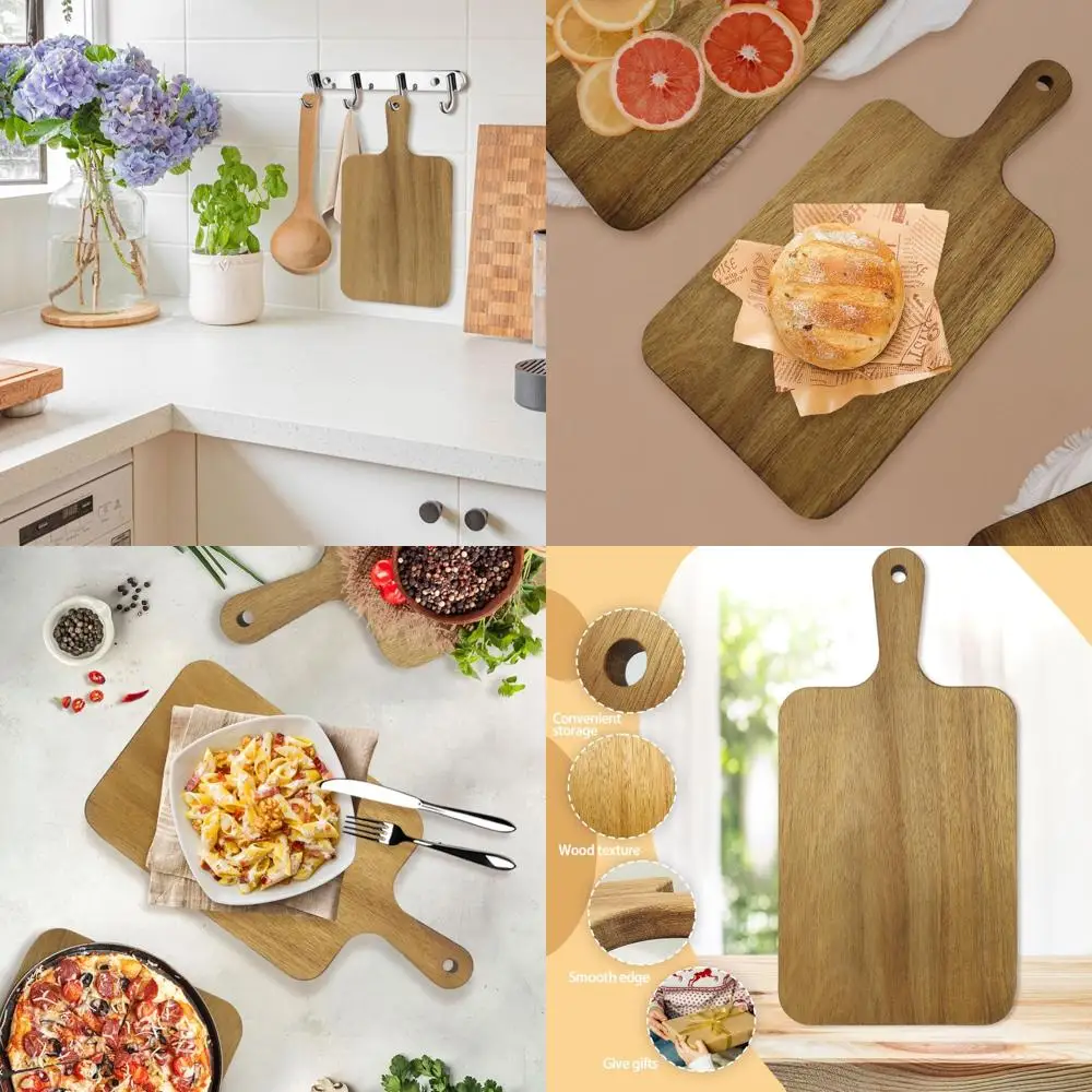 

Bulk Set of 15 Acacia Wood Chopping Boards with Handles, 13.8x7, Ideal for Kitchen, Serving, and DIY Laser Engraving Gifts