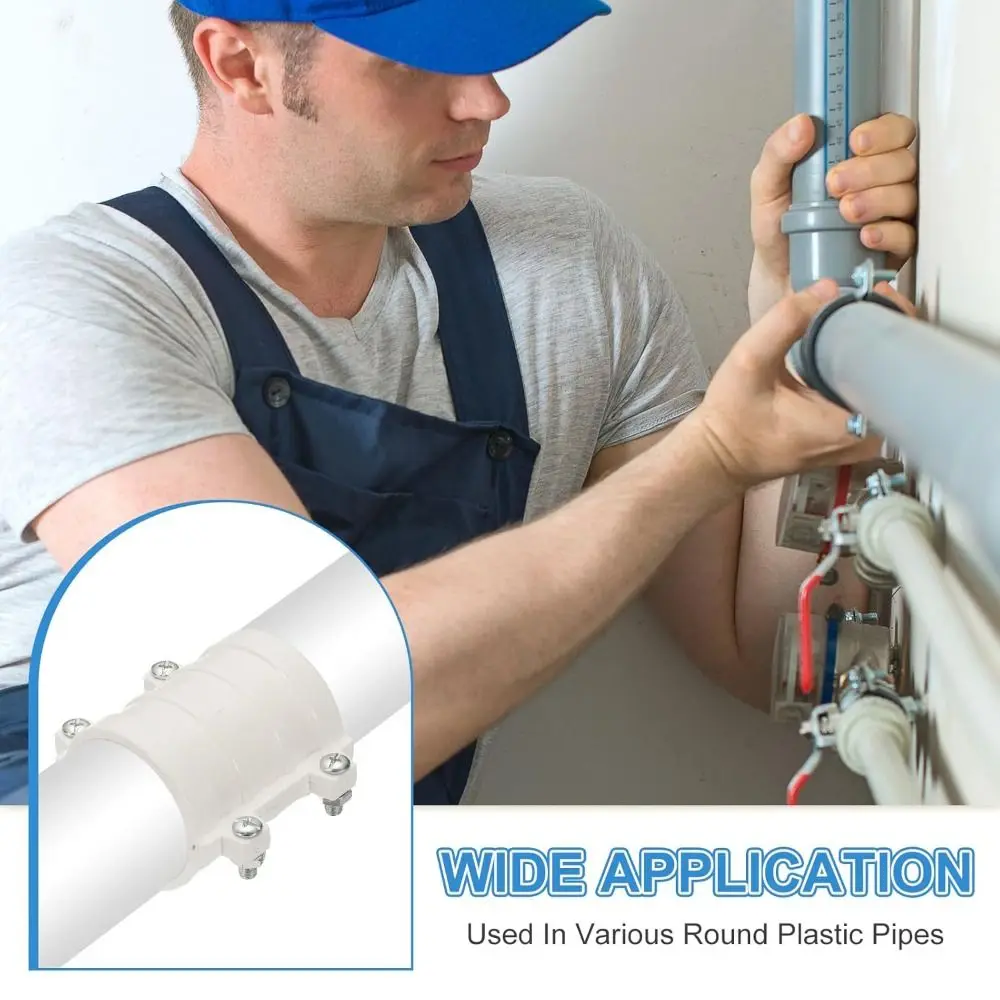 New PVC Water Pipe Repair Clamp Clamp Type 50mm/75mm/110mm/160mm Drain Pipe Fitting White Haff Joint