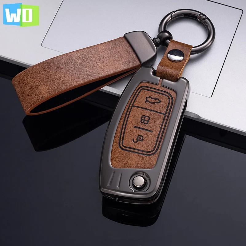 

New Alloy Car Key Case Cover Keychain For Ford Fiesta Focus 2 Falcon Ecosport Escape Kuga EcoSport Galaxy B-Max C-Max Protector