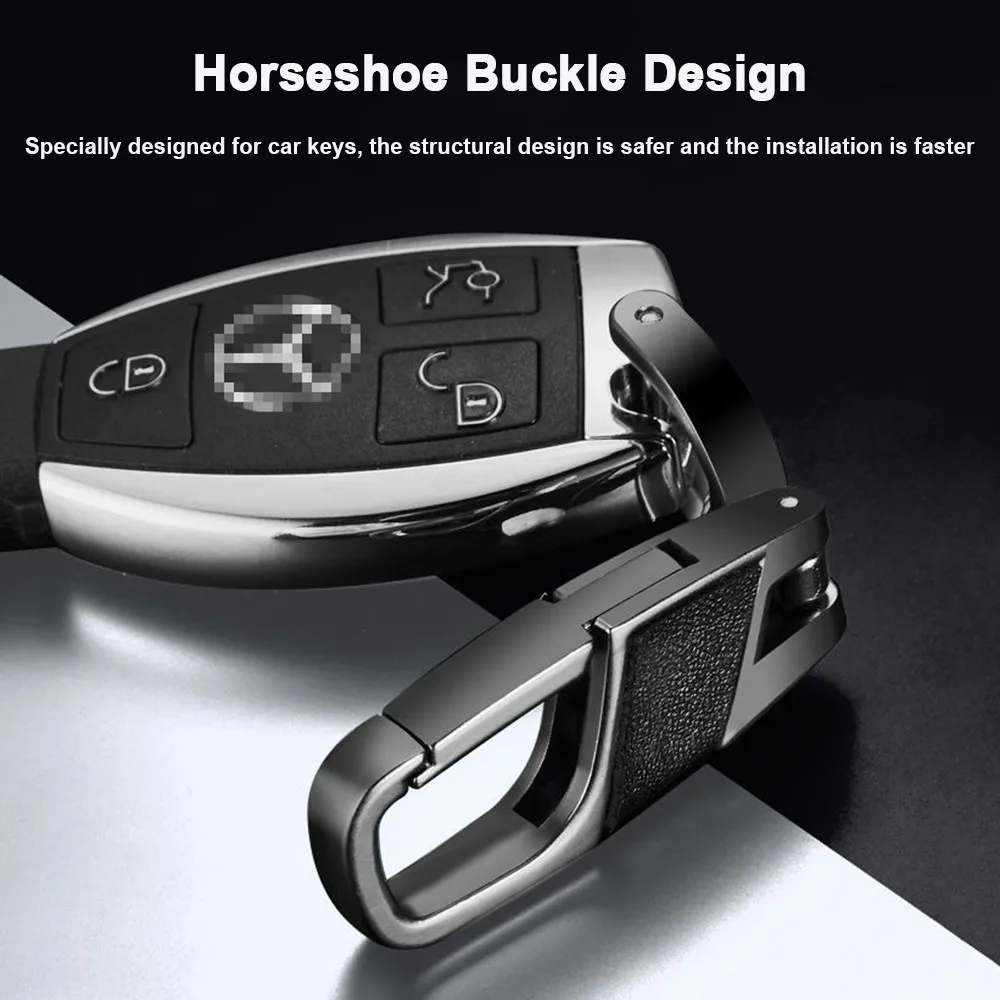 Car Keychain 360° Rotatable Horseshoe Buckle Anti-scratch Wear Resistant Metal Key Clip Portable Auto Key Daily Key Accessory