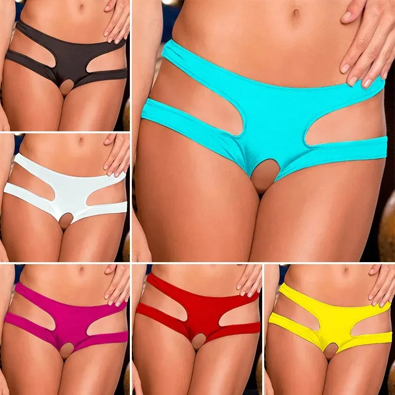 Sexy ladies plus size fitted lingerie, ladies open crotch boxer briefs, open crotch sexy lingerie solid colour cut out panties