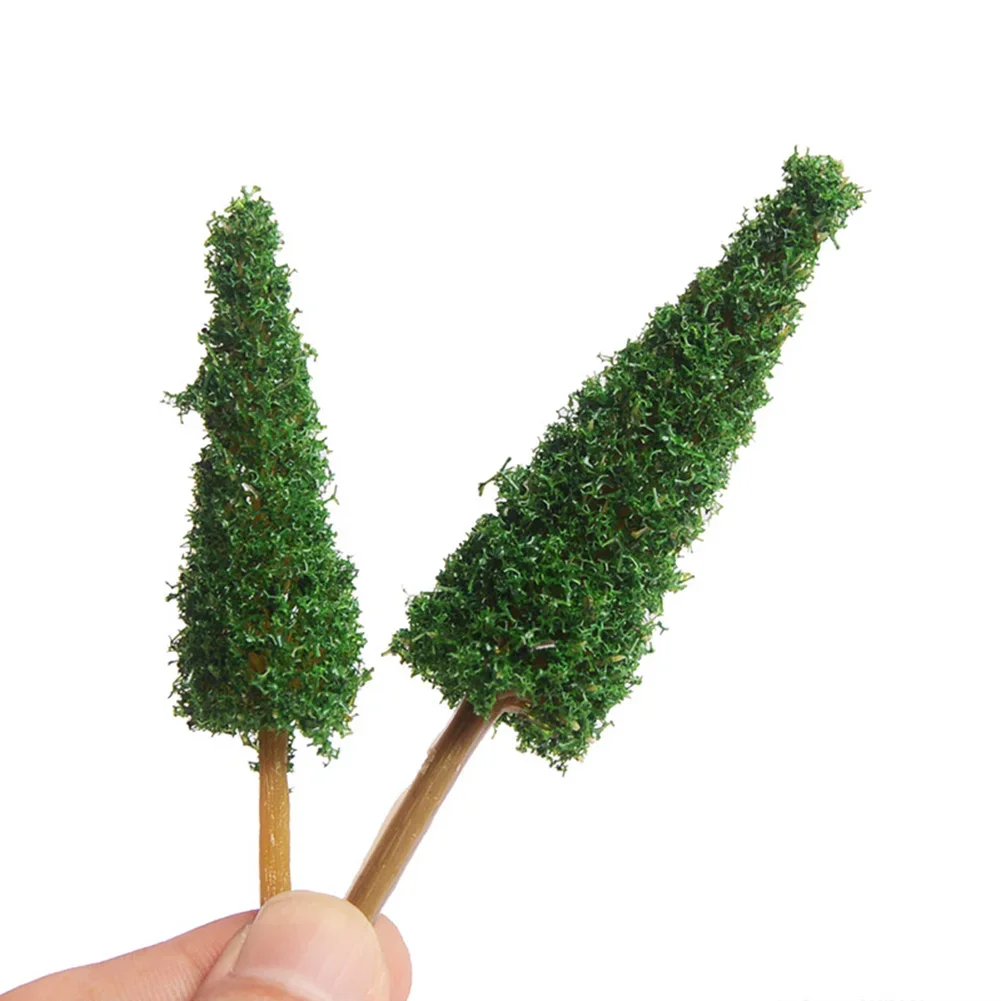 10Pcs Pine Trees 1:25 Modelo Train Railway Building Modelo Árvore 3 Verdes Diferentes Para Escala OO Railroad Layout Diorama Wargame