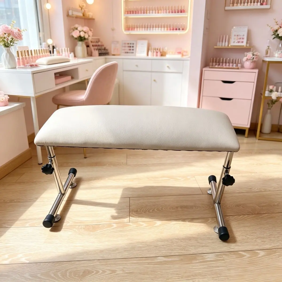 Adjustable Height Pedicure Footrest Stool Full Stainless Steel for Nail Artist Salon Toenail Manicure Foot Spa Pedicure Chairs