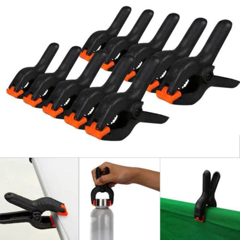 Pinzas de fondo para fotografía de estudio fotográfico, Clips de 2 pulgadas, 10 piezas, pinzas de fondo negras para sujetar fondos de muselina de papel a la barra transversal