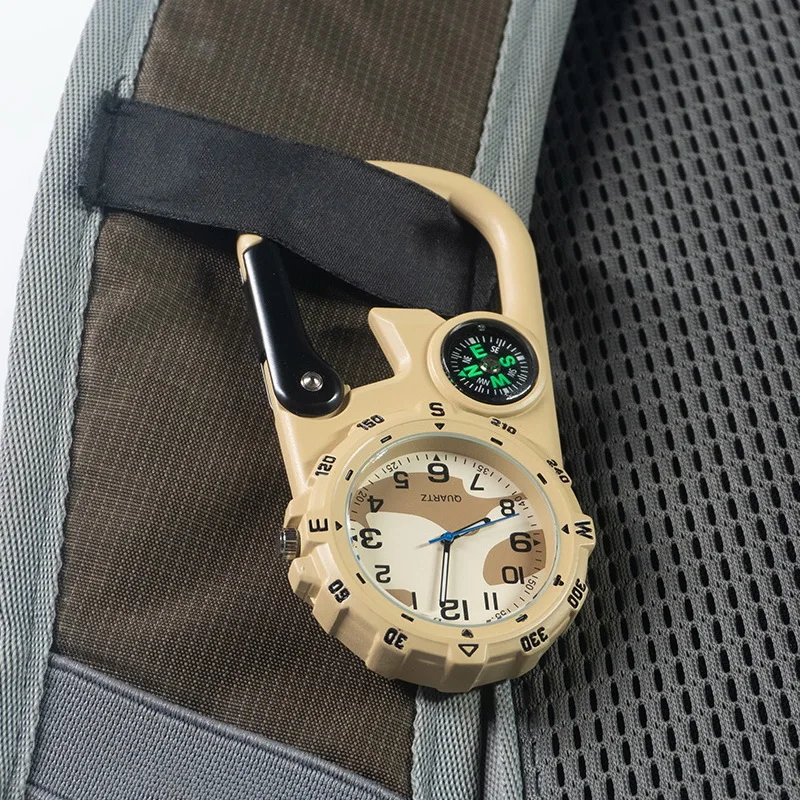 휴대용 포켓 시계 나침반 금속 걸이식 허리 시계 병따개, 남녀 노인용 스포츠 시계, 마운틴 시계