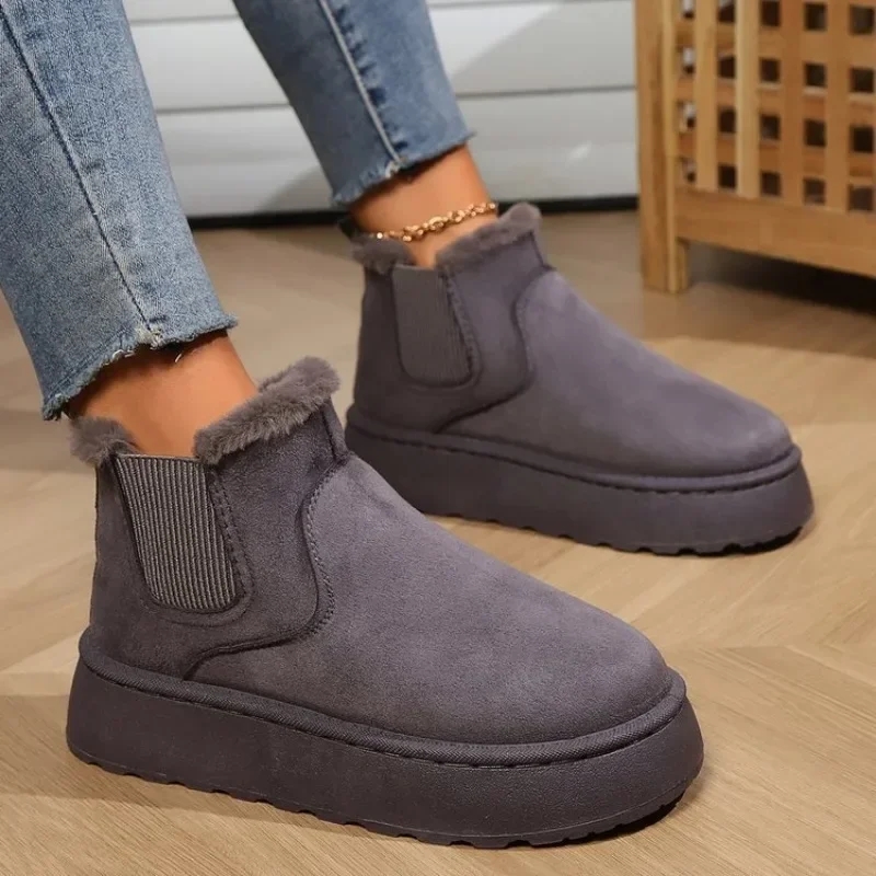 Ankle Boots Women New Rubber Thick Sole Winter Boots for Outdoor Elevated Comfort Warm Walking Cotton Shoes Fashion Snow Boots