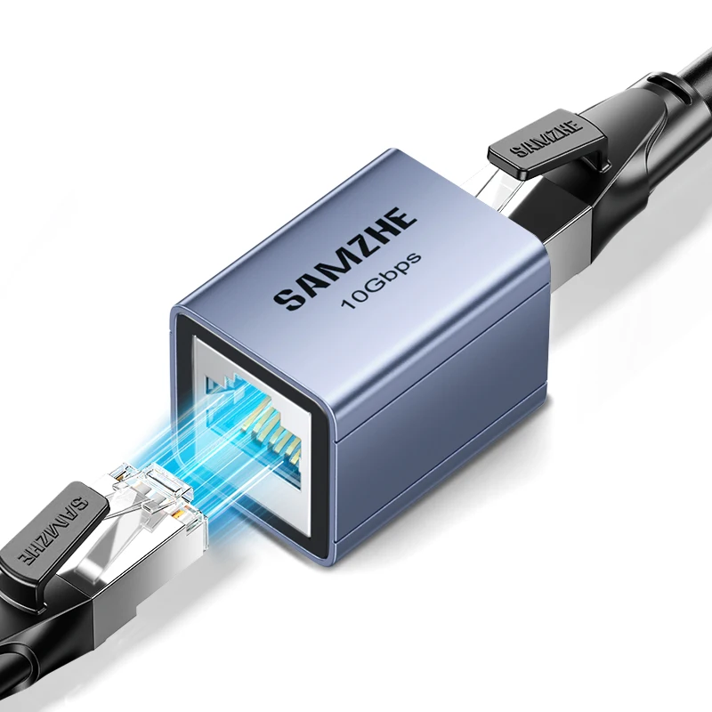 SAMZHE 10Gbps High-speed RJ45 Ethernet-connector Ultra draagbaar Verlengt netwerksignaal voor Cat 8/7/6A/6/5E Ethernet-kabel