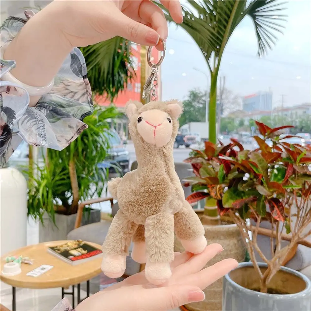Handgemaakte sleutel Trinket rugzak accessoire pluche pop hanger knuffel sleutelhanger Alpaca sleutelhanger dier sleutelhanger schapen sleutelhanger