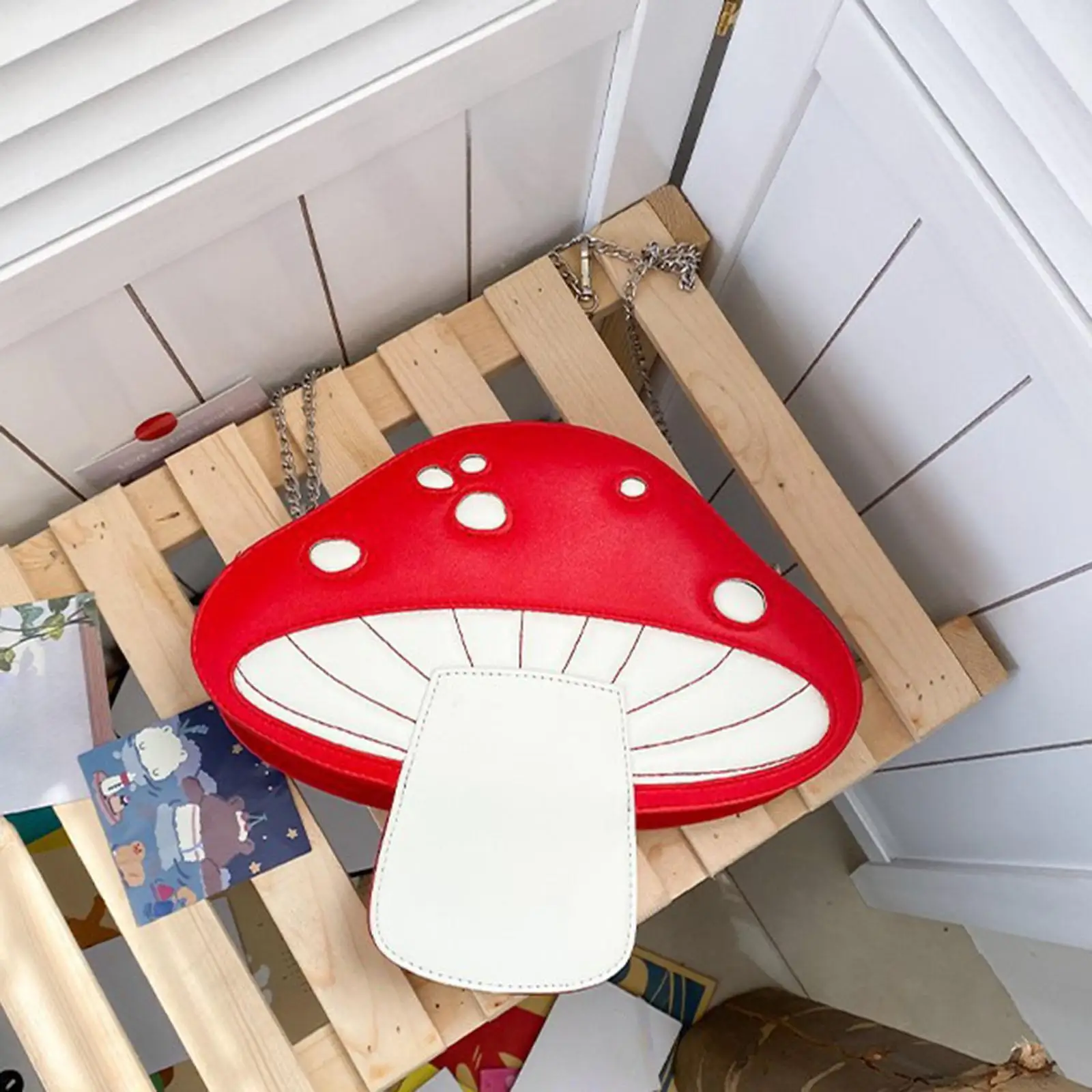 حقيبة كتف كاجوال على شكل فطر، محفظة سفر للنساء المراهقات #4