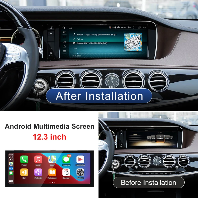 STWEI 8Core Android14 Qualcomm Wireless Carplay Auto Car Video Player Multimedia Screen For Mercedes Benz S Series W222 NTG5.0