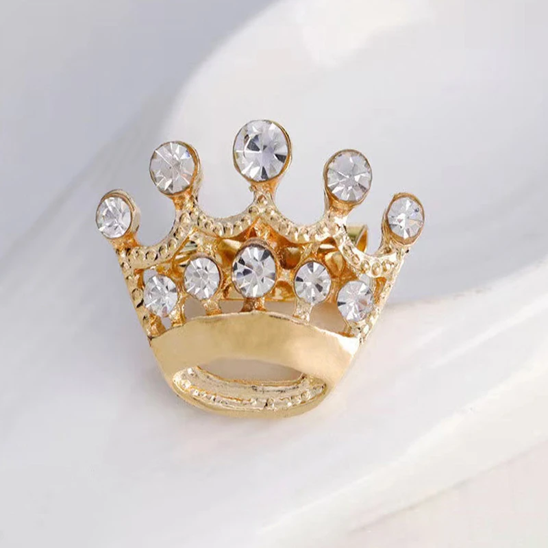 Style Small Crown Brooch Inlaid With Rhinestones Clothes Small Collar Pin Gold-plated Silver-plated Mini Pin