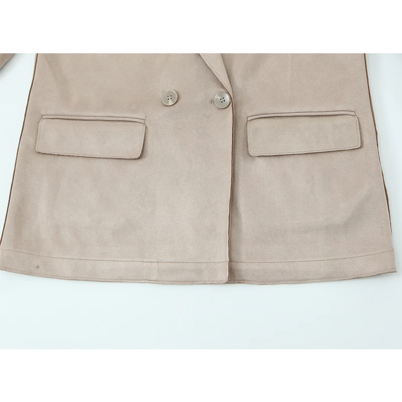2025 Women Autumn Blazers Coats Casual Solid Loose Jacket Female Elegant Street Long Sleeve Suede Blazer Outerwear Clothing