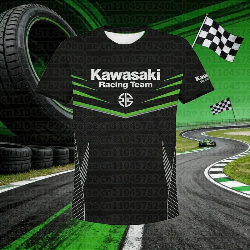 

25-26 Summer Outdoor Quick Drying Breathable Kawasaki Short Sleeved Shirt Men's and Women's Thin Motorcycle Comfortable T-shirt