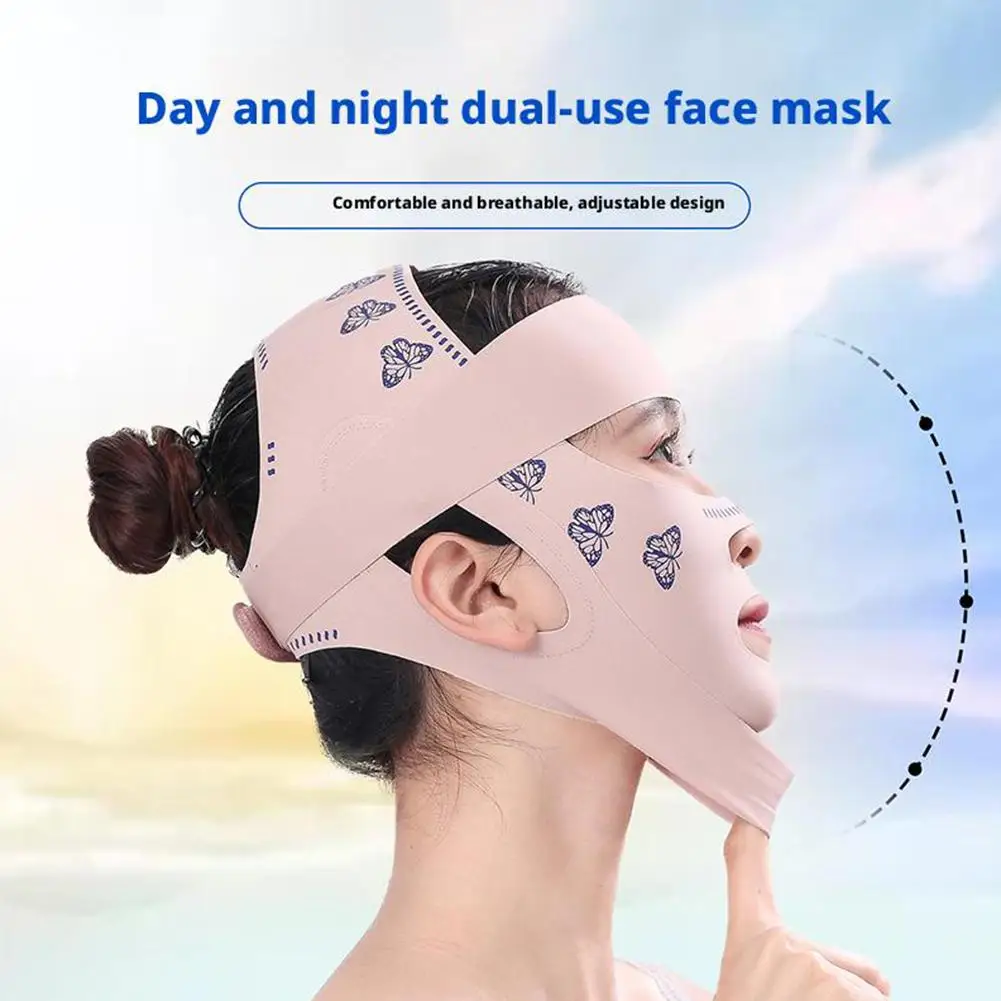 再利用可能な V フェイス包帯シェイパー顔痩身リフトアップベルト二重あご顔薄型包帯睡眠マスク女性のための A6N3