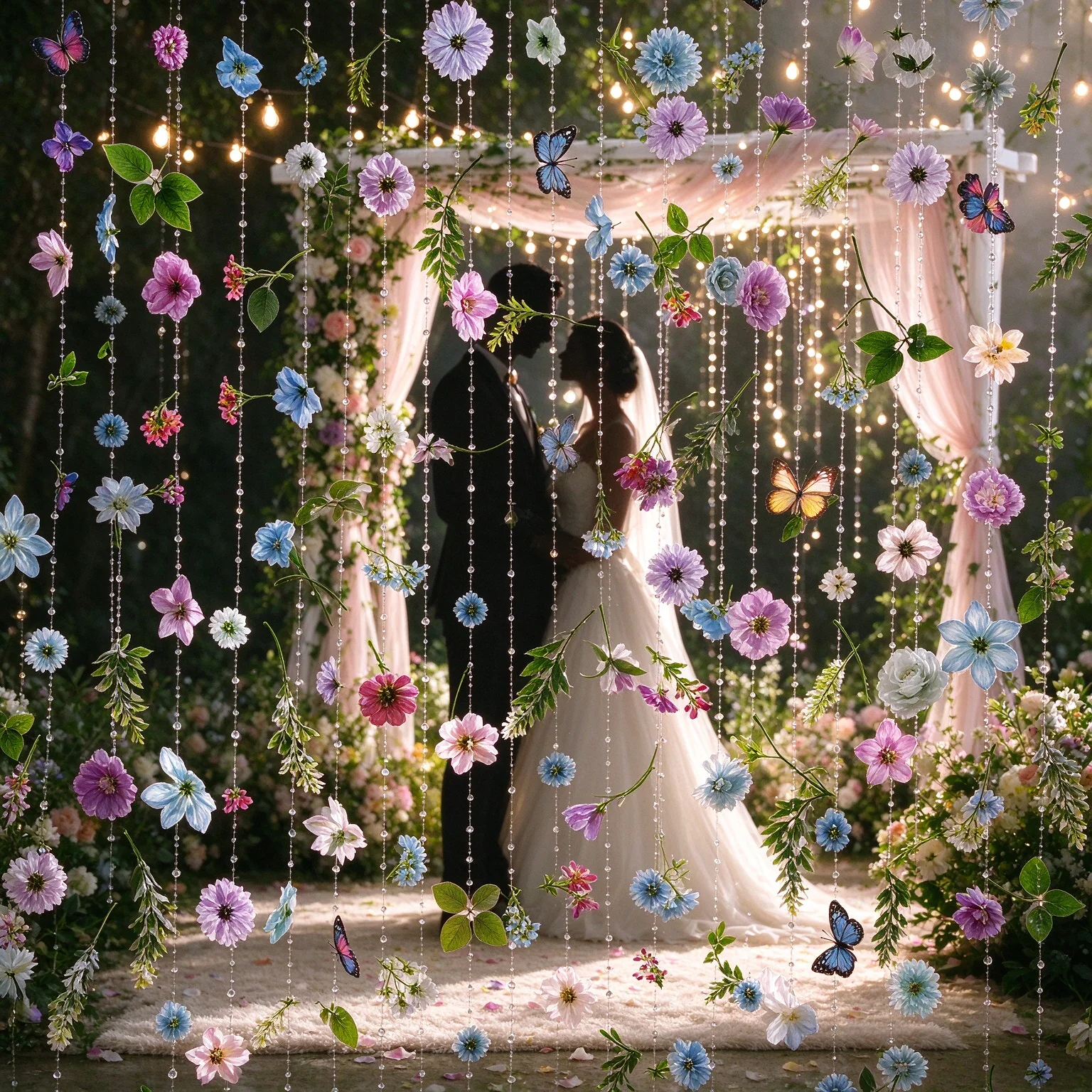 Simulated Flower Suspended Flower Door Curtain Showcase Shopping Mall Suspended Wedding Decoration Prop Material Waterfall Flowe