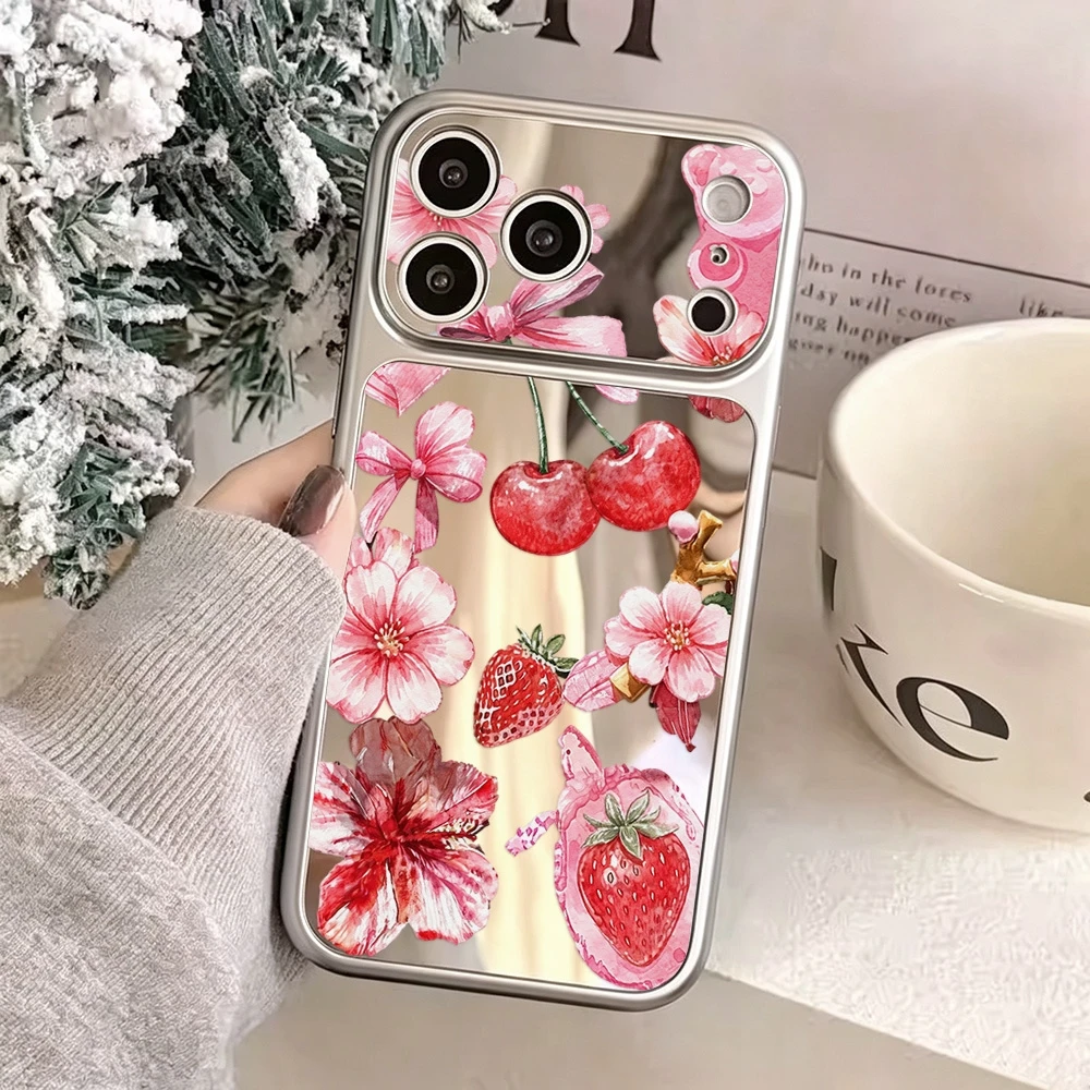 Phone Cases Cherry - Cherry Flower Luxury Makeup Mirror Phone