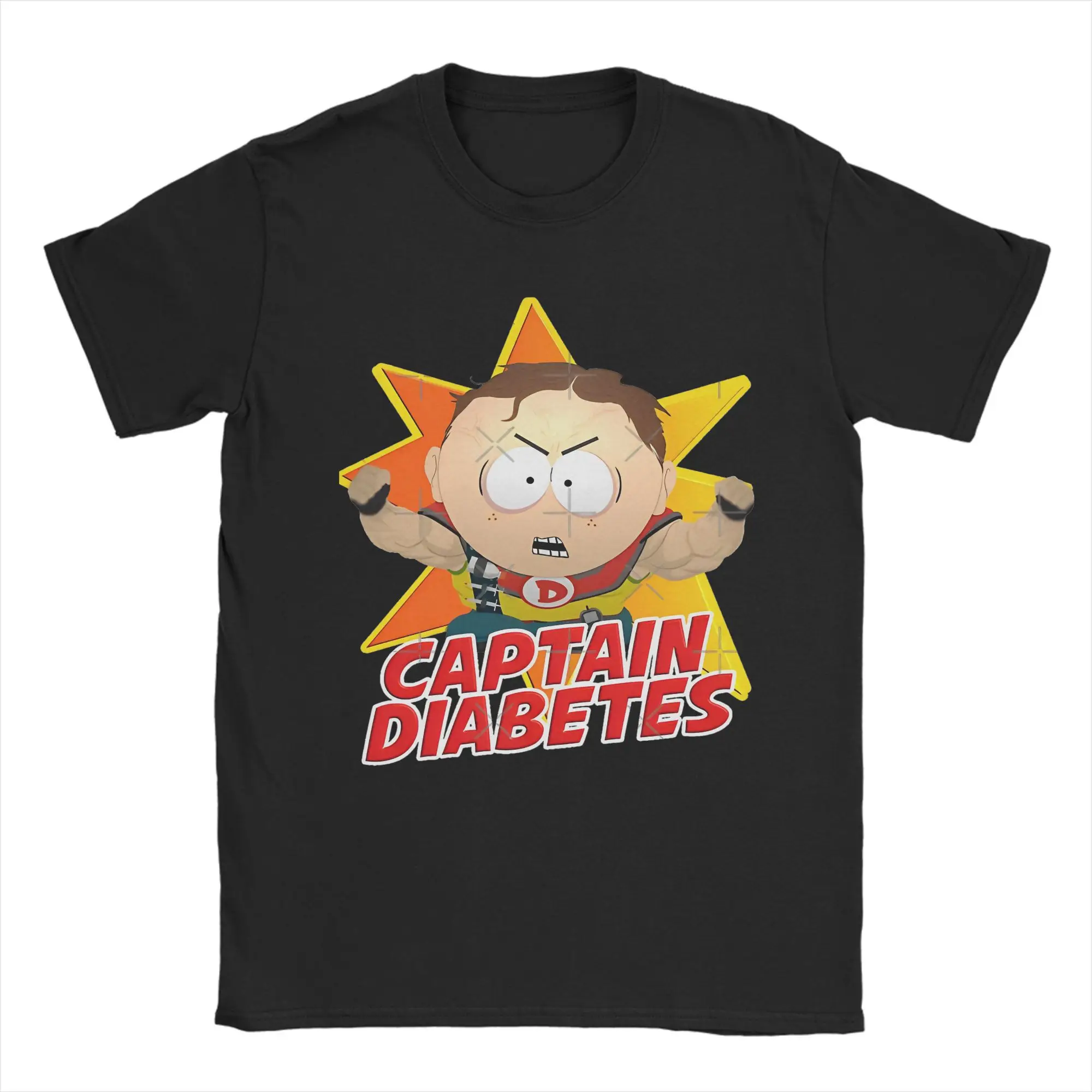 Men Women Souths Parks Captain Diabetes Scott Malkinson T Shirts  100% Cotton Clothes Funny Short Sleeve Crewneck Party T-Shirt