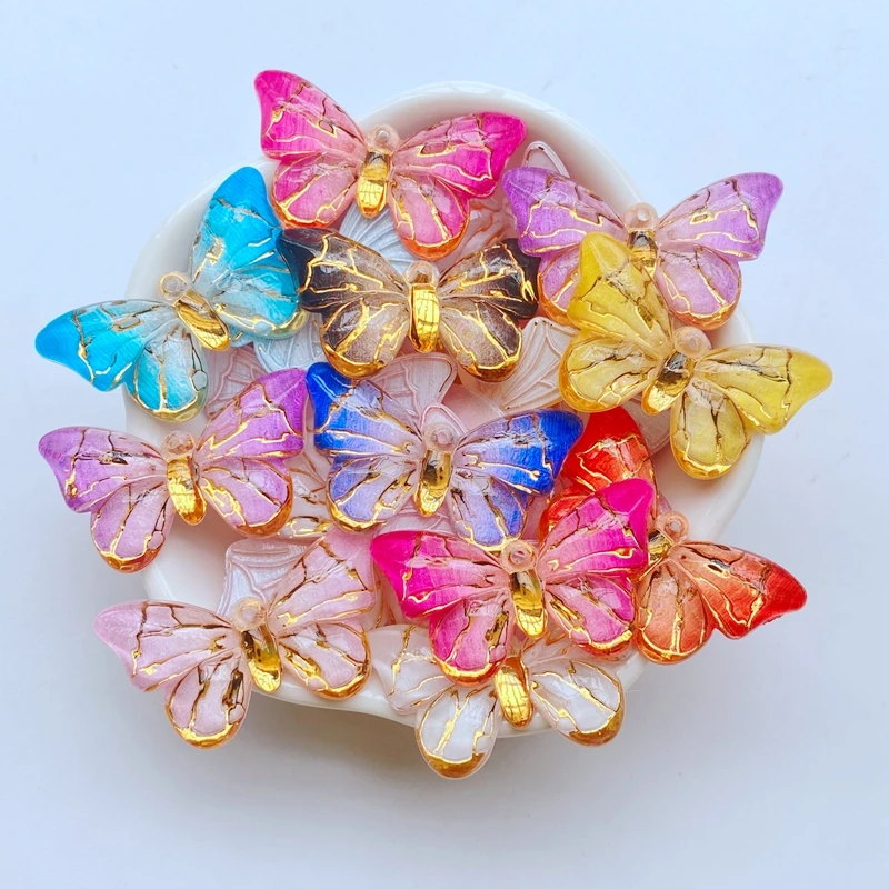 10Pcs New Cute Mini 18*32mm Shiny Phnom Penh Butterfly Flat Back Resin Scrapbooking DIY Jewelry Craft Decoration Accessorie