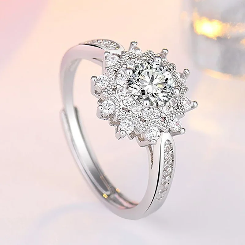 Original 925 Sterling Silver Ring High Quality Adjustable Opening AAA Zircon for Women Wedding Fine Fashion Jewelry Gift