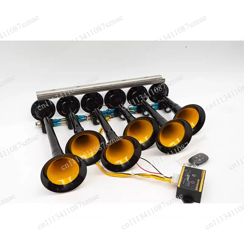

Universal 12V 24V 36 Sound Six Tube Air Horn, High Decibel Musical Horn for Vehicle and Marine Applications