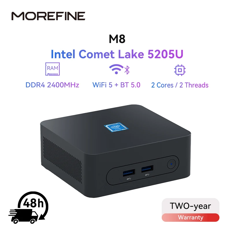 MOREFINE M8 Mini PC Intel 5205U hasta 1,9 GHz Windows 11 pro 16G RAM 512G SSD 4K @ 60 WiFi 5/BT 5,1 ordenador portátil de escritorio Oficina